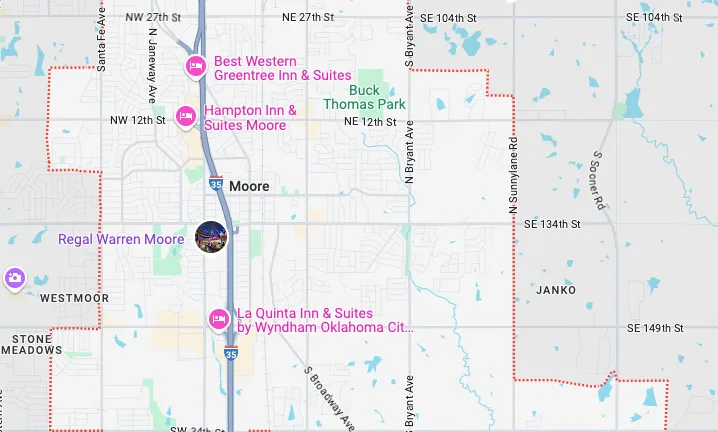 moore-ok-map Moore OK